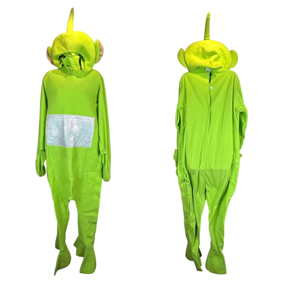 Teletubbies Dipsy Costume Adult Medium Lime Green Fleece Jumpsuit Amscan 2018